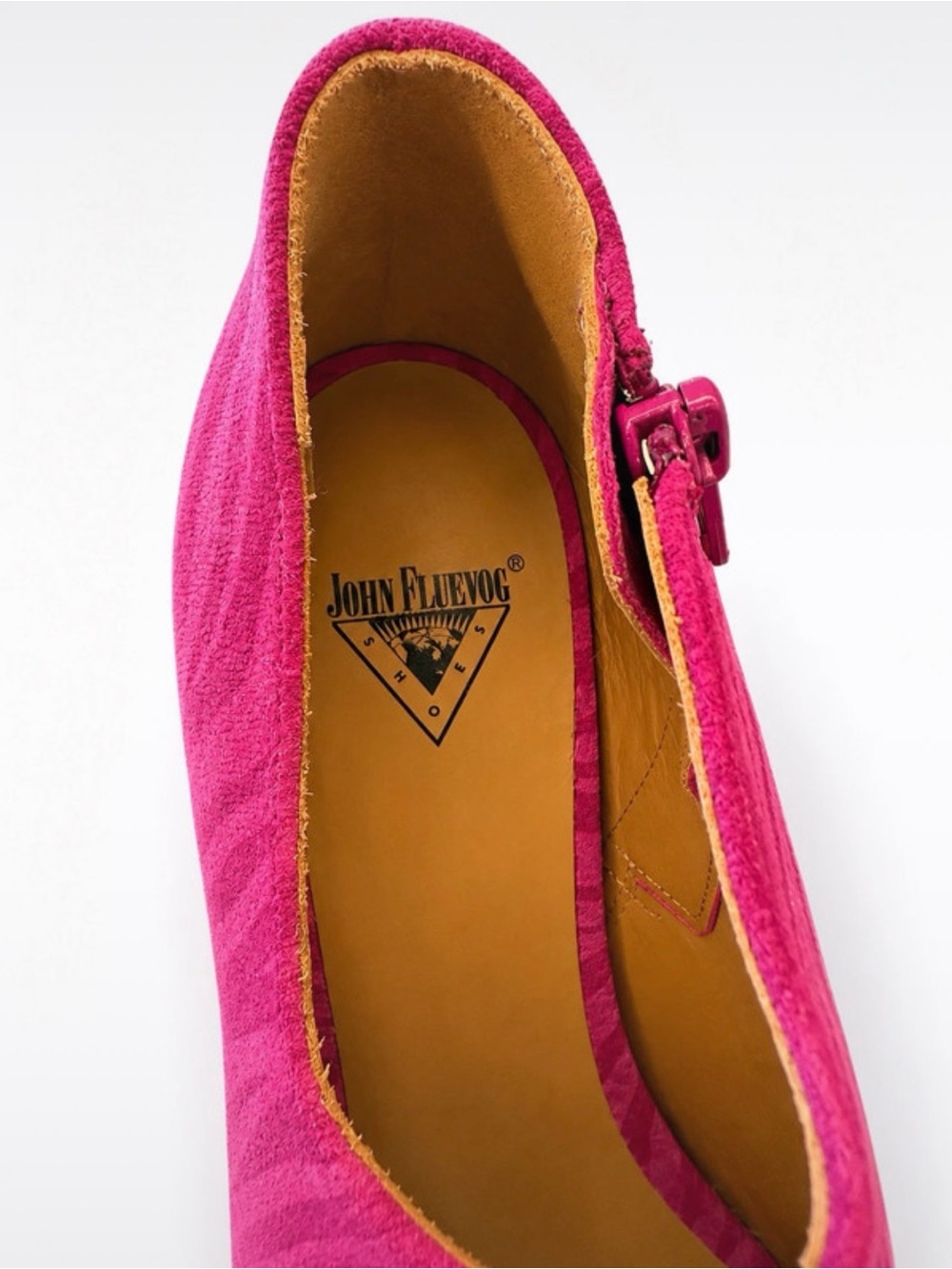 John Fluevog Fuchsia Zebra-Print Suede Ankle Booties Sz 11 - Picture 2 of 3